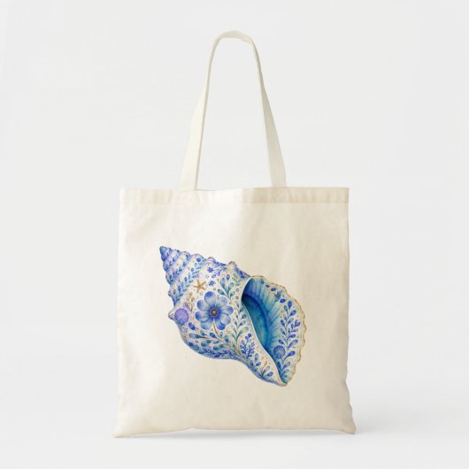 Tote Bag Poterie d'art à thème floral coquillage (Devant)