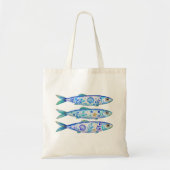 Tote Bag Poterie d'art à thème floral Poisson (Devant)