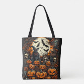 Tote Bag Potiron Patch Sorcière Corbeau et Équipage de Sque (Dos)