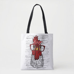 Tote Bag Poulet avec bandeau de bandana et lunettes mignonn