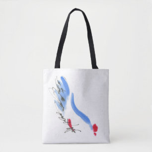 Tote Bag Poulet blanc. Calligraphie et aquarelle