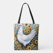 Tote Bag Poulet blanc et tournesols (Dos)
