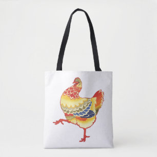 Tote Bag Poulet coloré vintage de la basse-cour de la ferme