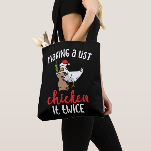 Tote Bag Poulet Il Deux Fois Drôle Design de Noël Poulet (De près)