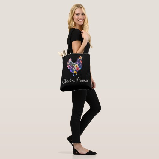 Tote Bag Poulet maman poule fermier fleurs mignonette poule (Sur le modèle)
