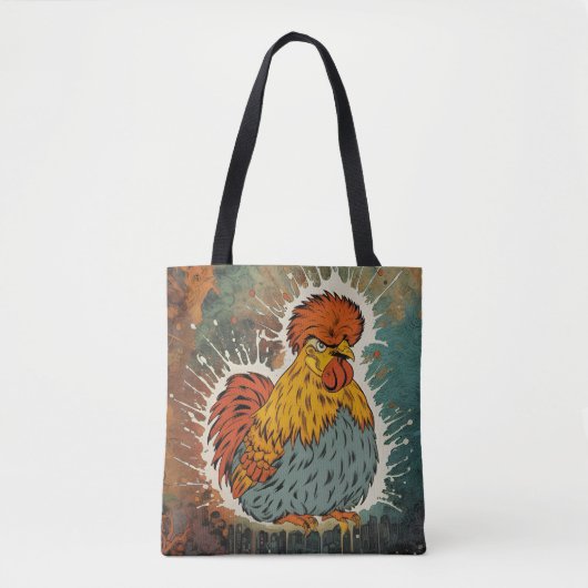 Tote Bag Poulet sur couleurs (Devant)