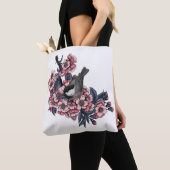 Tote Bag Poulet sur une branche de cerise en fleurs (De près)