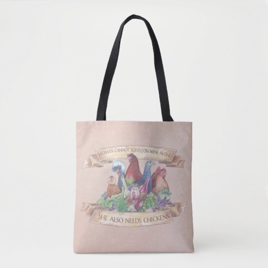 Tote Bag Poulets et vin (Devant)