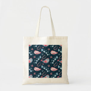 Tote Bag Poulets folkloriques : Aquarelle Motif sans coutur