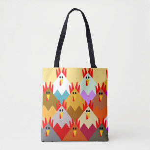 Tote Bag Poulets inspirés par les courtepointes
