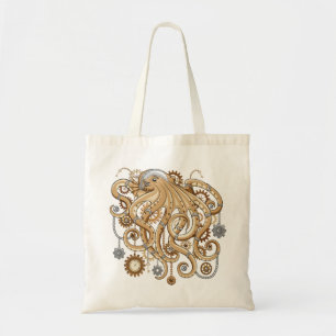 Tote Bag Poulpe Steampunk Rétro Fantastique Mécanique