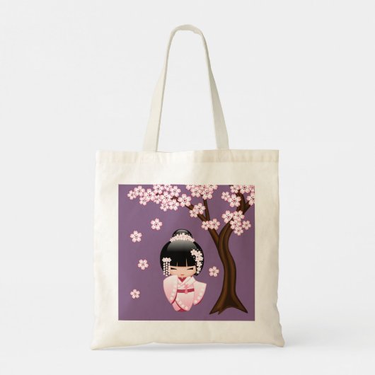 Tote Bag Poupée blanche Kimono Kokeshi - mignonne Geisha Gi (Dos)