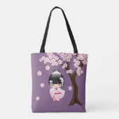 Tote Bag Poupée blanche Kimono Kokeshi - mignonne Geisha Gi (Dos)