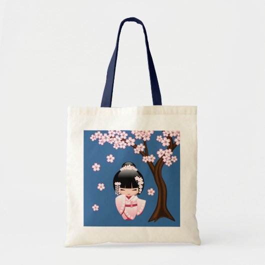 Tote Bag Poupée blanche Kimono Kokeshi - mignonne Geisha Gi (Devant)