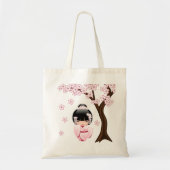 Tote Bag Poupée blanche Kimono Kokeshi - mignonne Geisha Gi (Devant)