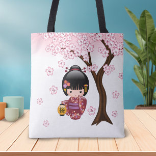 Tote Bag Poupée de Sakura Kokeshi - fille de geisha
