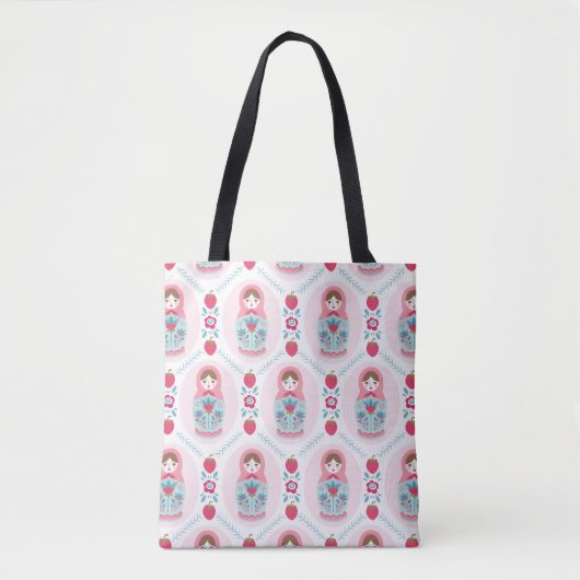 Tote Bag Poupée d'imbrication mignonne rose Matryoshka (Devant)