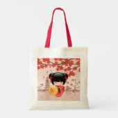 Tote Bag Poupée rouge Sakura Kokeshi - Geisha japonais (Dos)