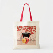 Tote Bag Poupée rouge Sakura Kokeshi - Geisha japonais (Devant)