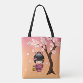 Tote Bag Poupée Sakura Kokeshi - jolie fille japonaise Geis (Dos)
