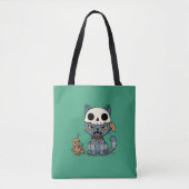 Tote Bag Poupée Vaudou Chat Sorcière Verte (Devant)