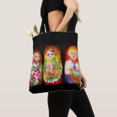 Tote Bag Poupées colorées Matryoshka (De près)
