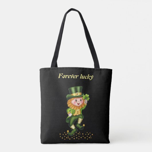 Tote Bag Pour toujours Lucky Green Gnome & Gold Confetti su (Dos)