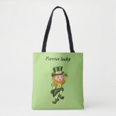 Tote Bag Pour toujours Lucky Green Gnome & Gold Confetti su (Devant)
