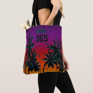 Tote Bag Pour toujours paumes de noir de coucher du soleil