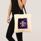 Tote Bag Pourpre de Fleur De Lis Sequins de bijou (Devant (produit))