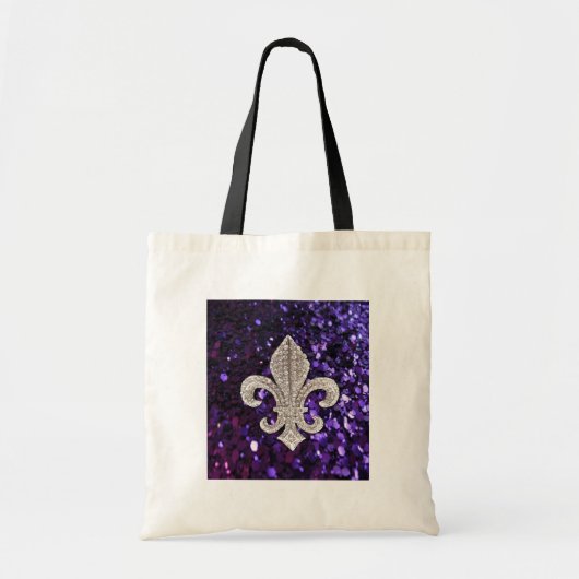 Tote Bag Pourpre de Fleur De Lis Sequins de bijou (Devant)