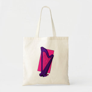 Tote Bag Pourpre d'harpe de pédale avec l'arrière - plan