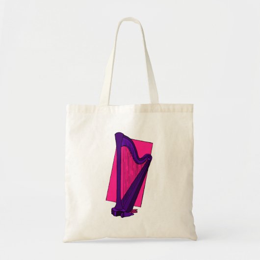 Tote Bag Pourpre d'harpe de pédale avec l'arrière - plan (Devant)