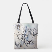 Tote Bag Pousser du nez de léopards de neige d'aquarelle (Dos)