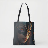 Tote Bag Powa fille et chat (Devant)