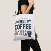 Tote Bag Powered by Coffee & AI Retro Tech Vector (De près)