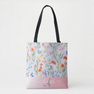 Tote Bag Prairie de fleurs sauvages printanières colorées M