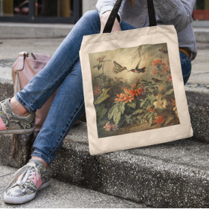 Tote Bag Praterie de colibris enchantés, Art floral
