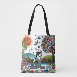 Tote Bag Pratique du yoga à la lueur de la lumière du solei
