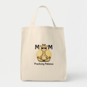 Tote Bag Pratiquer la patience Maman girafe zen drôle