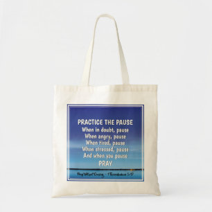 Tote Bag PRATIQUER LA PAUSE Bleu Paisible Inspirationnel