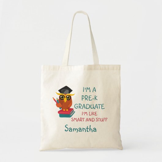 Tote Bag Pré-K Graduate Cute 2023 Owl Funny Graduation Nom (Devant)