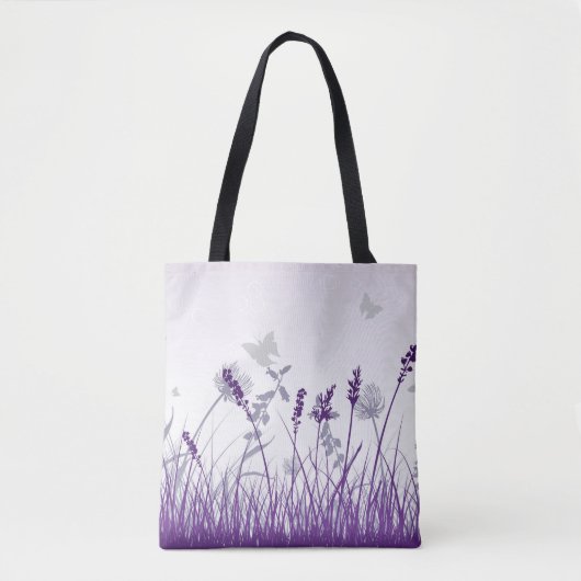 Tote Bag Pré pourpre et papillons (Devant)