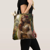 Tote Bag Pre-Raphaelite Gilded Woman 2 in Garden (De près)