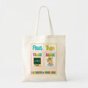 Tote Bag Premier Enseignement Alors Plage Je Gagne Une Paus