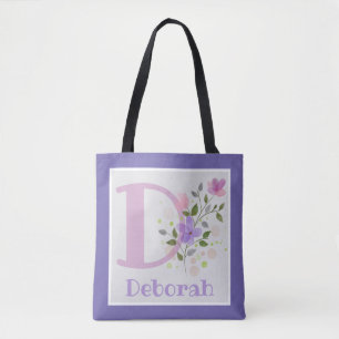 Tote Bag Premier nom initial plus Deborah avec fleurs