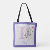 Tote Bag Premier nom initial Plus Ivy avec Fleurs (Dos)
