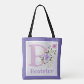 Tote Bag Première initiale plus le nom Béatrice avec des fl (Dos)