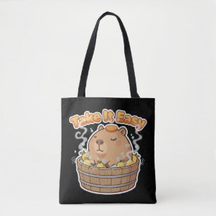 Tote Bag Prends les choses calmement, joli capybara Drôle