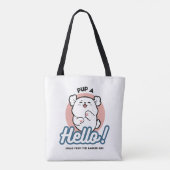 Tote Bag Prends un bonjour ! - Joyeux dessin de chien blanc (Dos)
